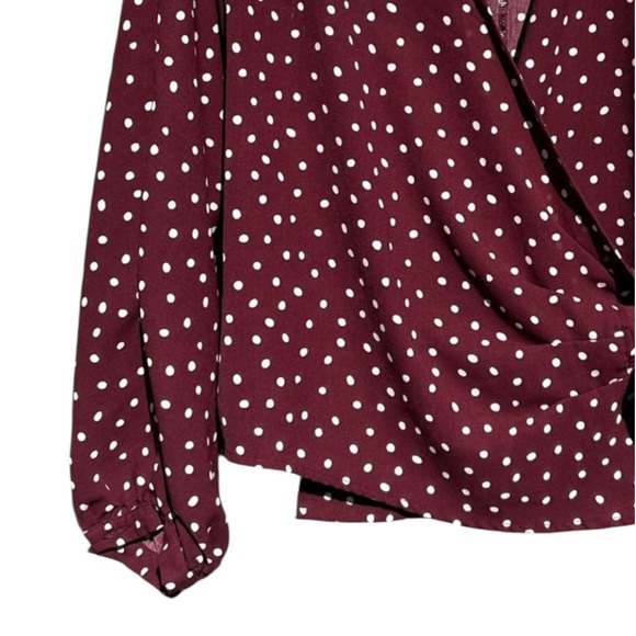 ALTAR’D STATE Polka Dot Wrap Blouse - Burgundy NWOT, size S color-of-the-season - Picture 5 of 10